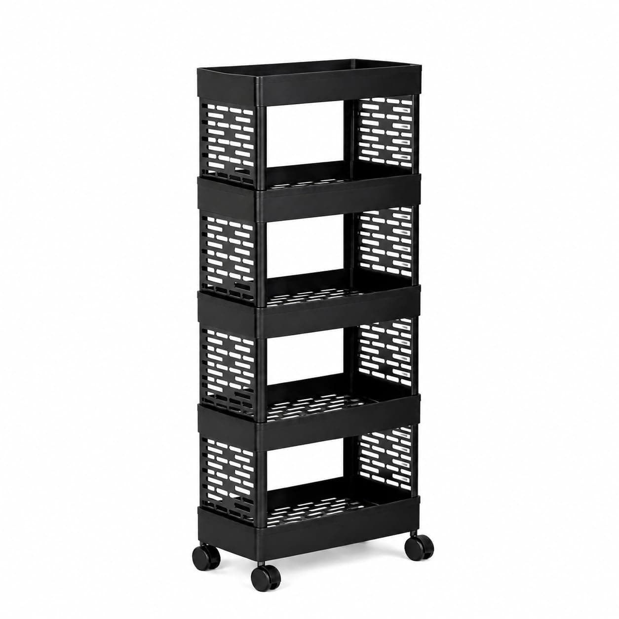 wall love Plastic Storage Rack Trolley with Wheels for Kitchen, Bathroom & Bedroom - Multipurpose Organizer Shelf Rack for Fruits, Toiletries, Snacks and Household Storage (5 Layer)