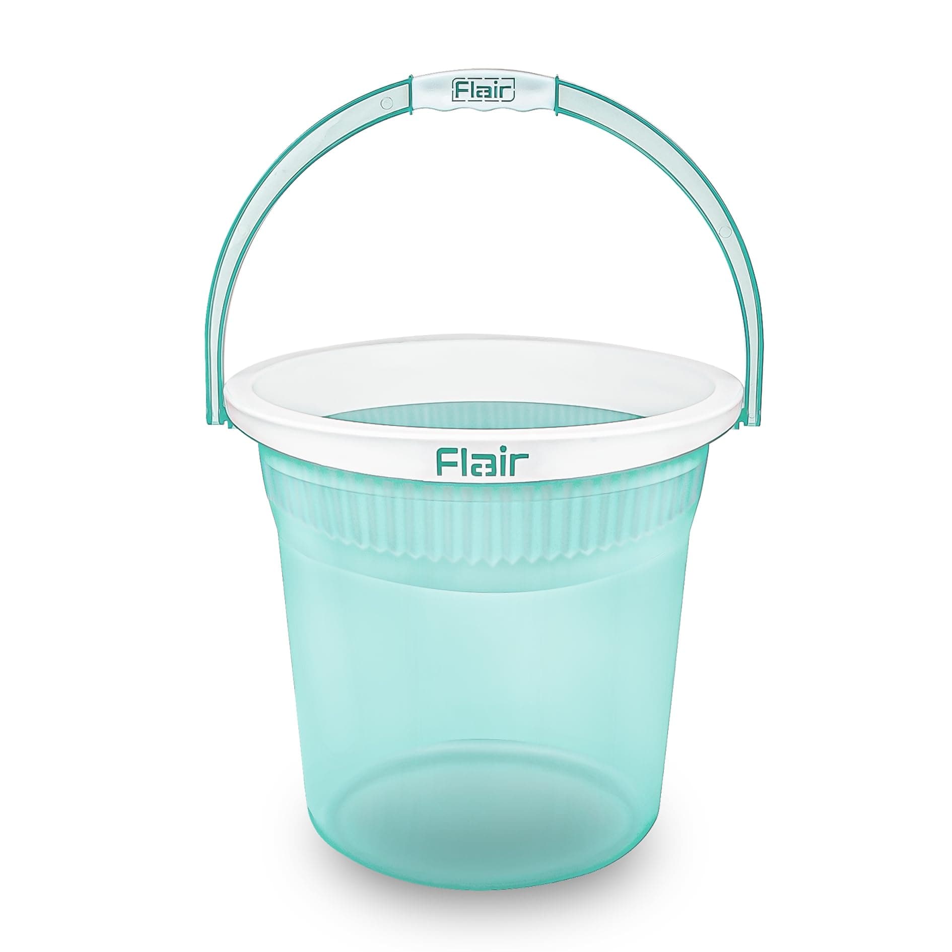 FLAIR Estella Crystal 8 LTR T.Green I Plastic Bathroom Bucket | Strong and Durable Water Storage Bucket | Sturdy and Easy Grip Handle | Ideal for Bathing and Everyday Use