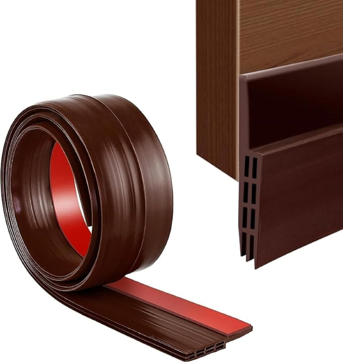 Silicone Door Bottom Seal 39 Inch Gap Filler Strip, Draft Stopper, AC Air Blocker, Door Sealing Strip, Dust Stopper, Insect & Cockroach Guard, Waterproof Door Sealer (Brown, 39 Inch Pack 2)