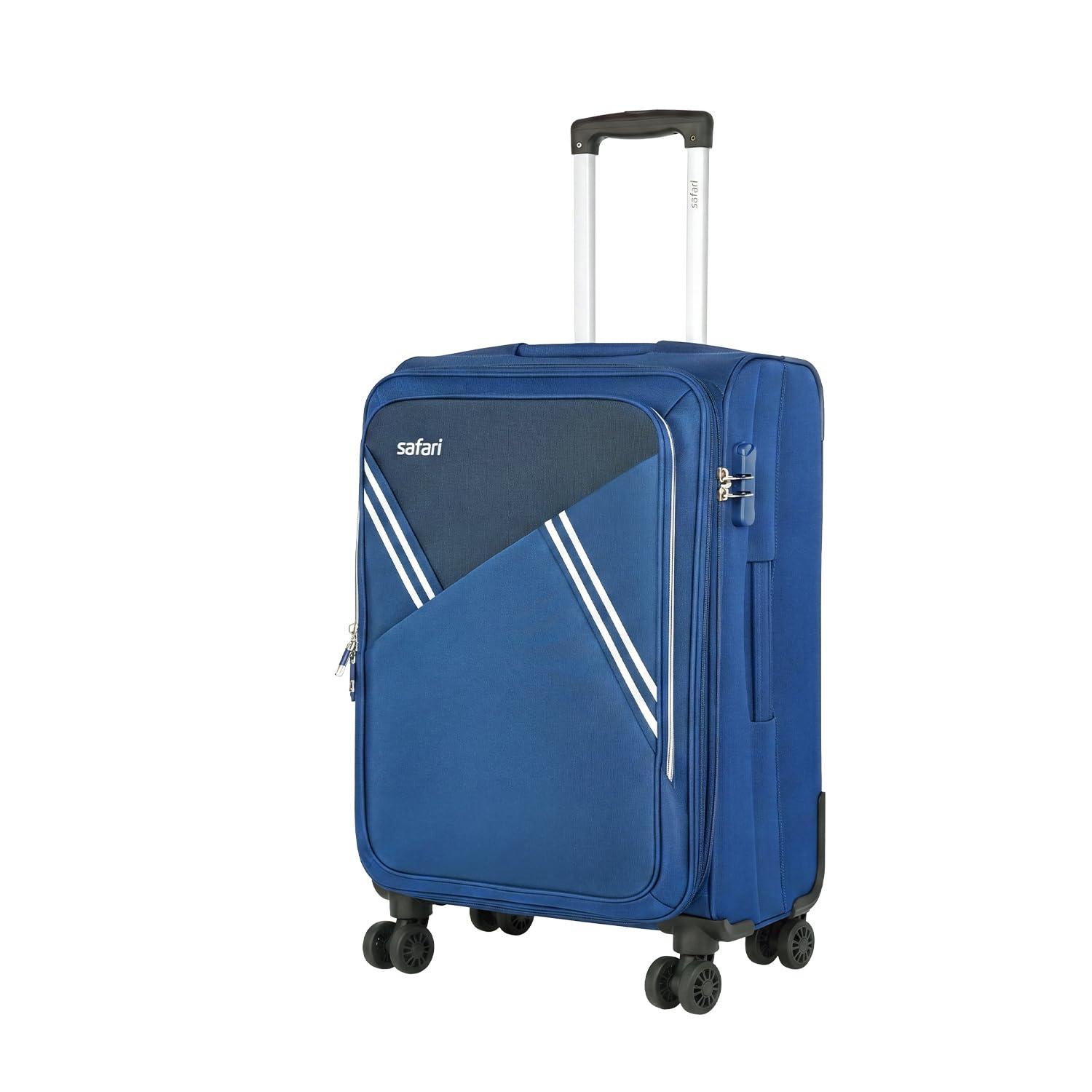 Safari Swift Neo Soft Luggage Cabin Size Carry on Bag with Dual Wheels, 8 Wheels, Travel Bag, Suitcase for Travel, Trolley Bags for Travel, Blue
