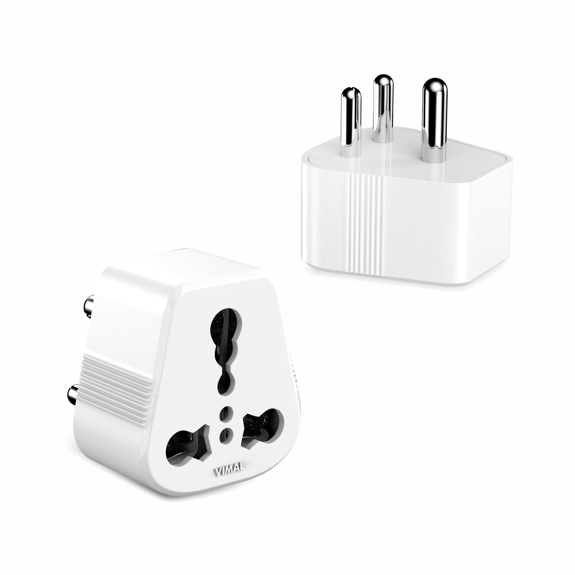 Vimal Digic 6 Amp to 16 Amp Universal 3 Pin Conversion Plug | White | Pack of 2