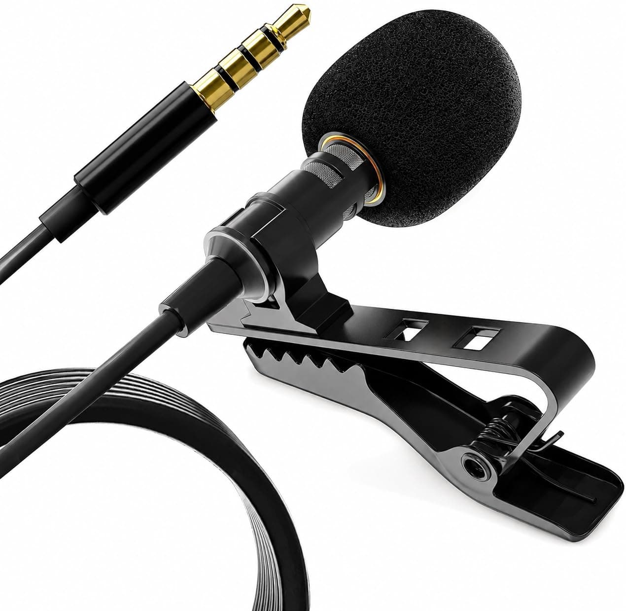 CERLINK Clip-On Lavalier Microphone | 3.5mm Collar Mic for Clear Voice Recording | Compatible with Smartphones, PC & Laptop | for YouTube, Vlogging & Interviews | 1.5M