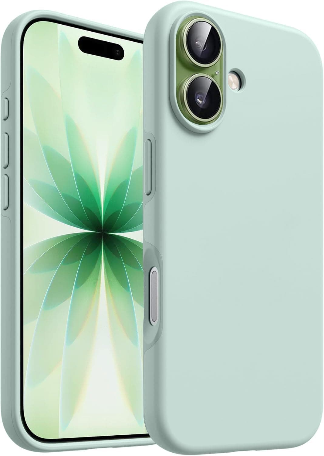 DIZORO Compatible with iPhone 17 Case 6.3, Slim Liquid Silicone 3 Layers Full Covered Soft Gel Rubber Phone Cases Protective Back Cover 6.3 Inch - Sage