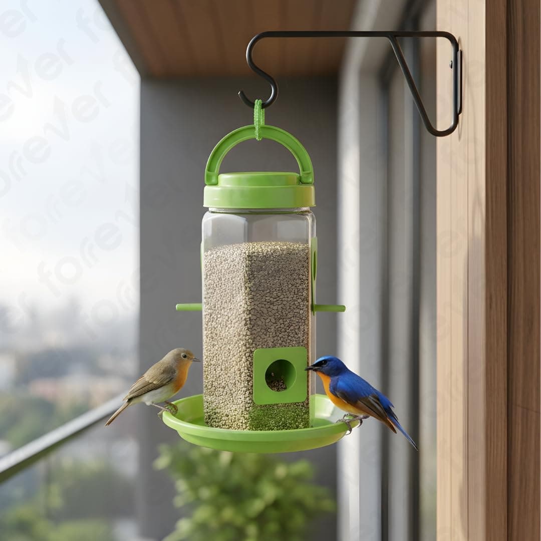 FORREVER Bird Feeder - Hanging Bird Feeder for Balcony, Garden & Outdoor Use (Food Feeder)