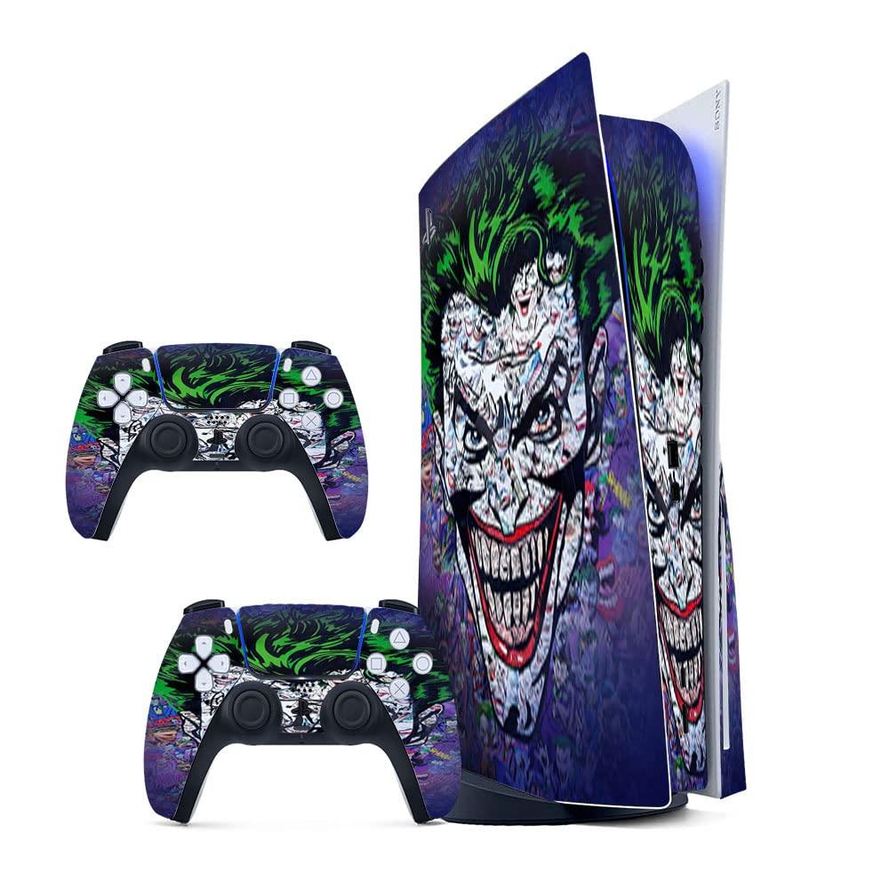 GADGETS WRAP Printed Vinyl Skin Sticker Decal for Sony PS5 PlayStation 5 Disc Edition Console & 2 Controller (Skin Only, Console & Controller not Included.) - Joker Comics Multicolor