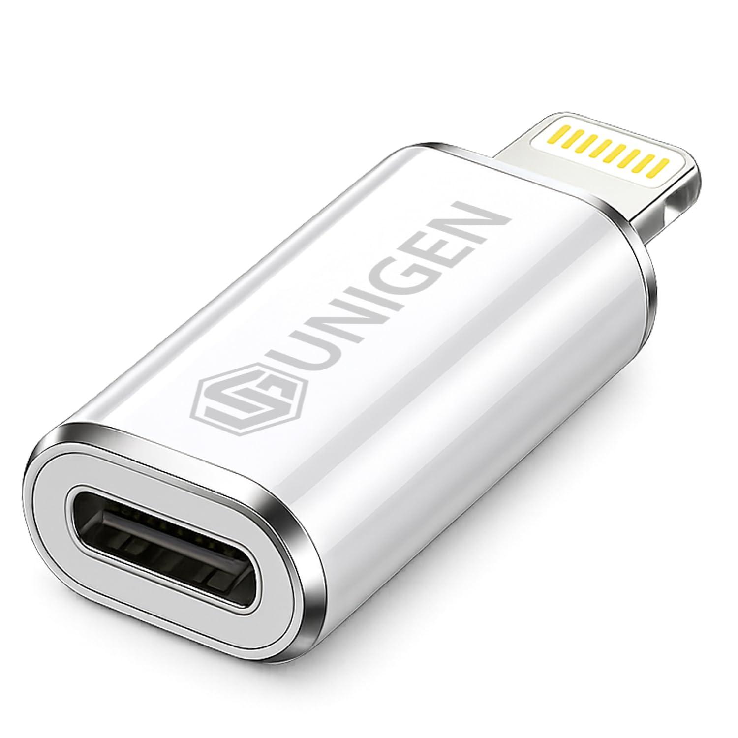 UNIGEN Type-C to Lightening Converter | Supports 27W Fast Charging & 480Mbps Data Transfer | Compatible with iPhone 14/13, iPad & More | OTG & Audio Not Supported