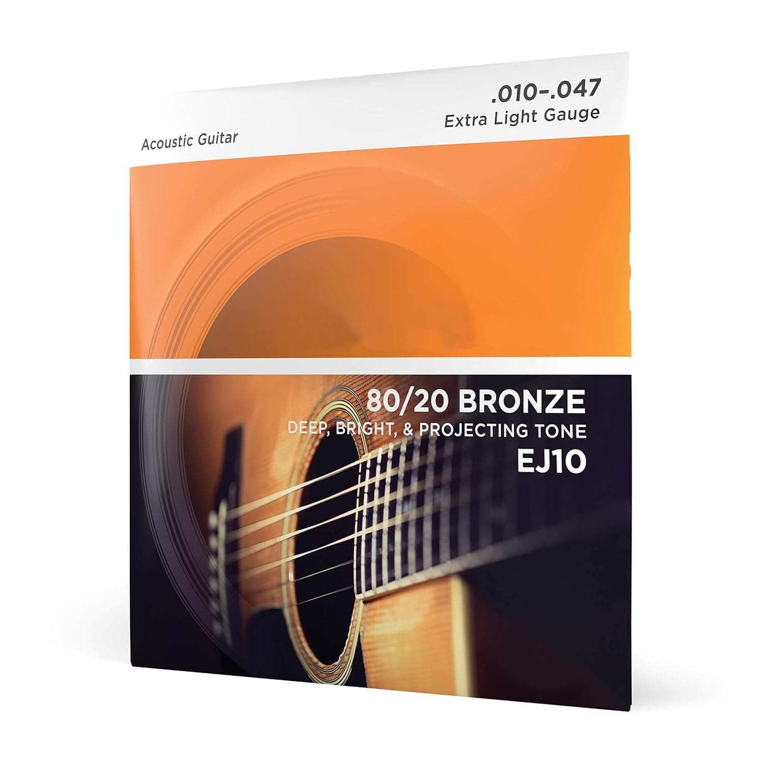 EJ10 80/20 Bronze Acoustic Guitar Strings - Extra Light Gauge (10-47) - Professional Tone with Rich Bass and Crisp Highs, Ideal for Beginners and Fingerstyle