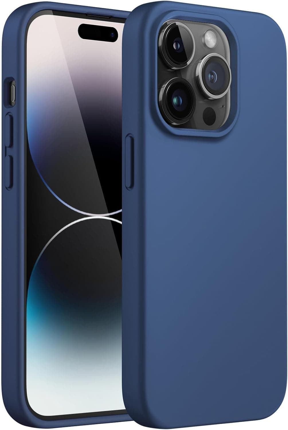 DIZORO Liquid Silicone Compatible for iPhone 14 Pro Max Case Gel Rubber with Microfiber Lining Non-Slip Full Body Protective Shockproof Back Cover (Blue, 6.7 inch)