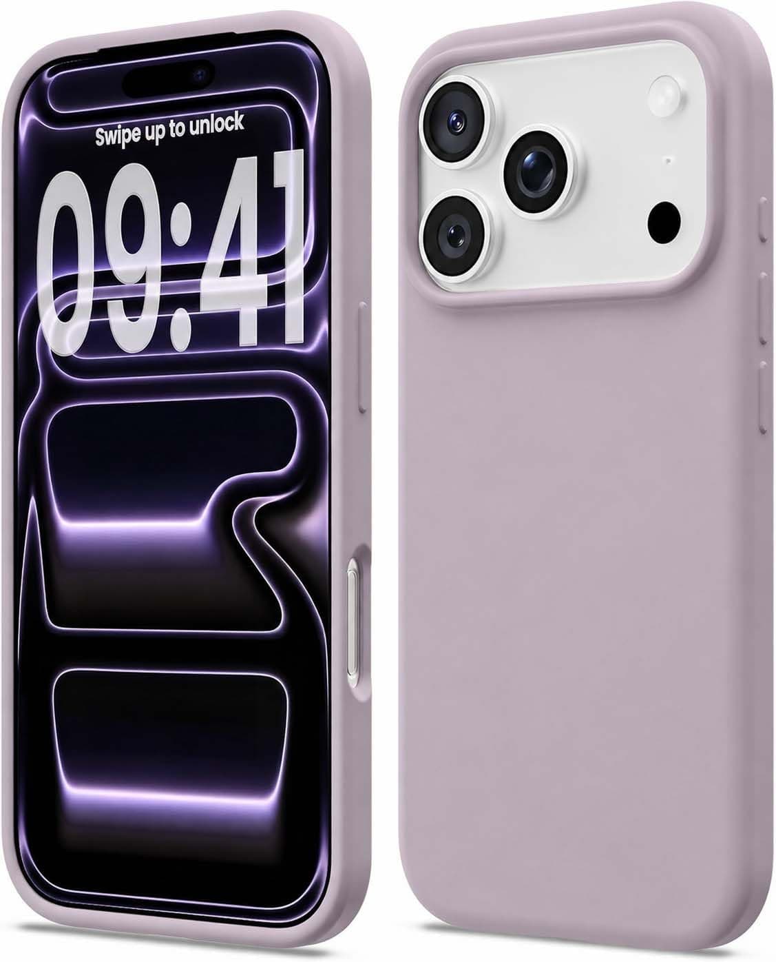 DIZORO Compatible with iPhone 17 Pro Case (2025), Liquid Silicone 3 Layers Full Covered Soft Gel Rubber Shockproof Protective Cover with Anti-Scratch Microfiber Lining - Light Lilac