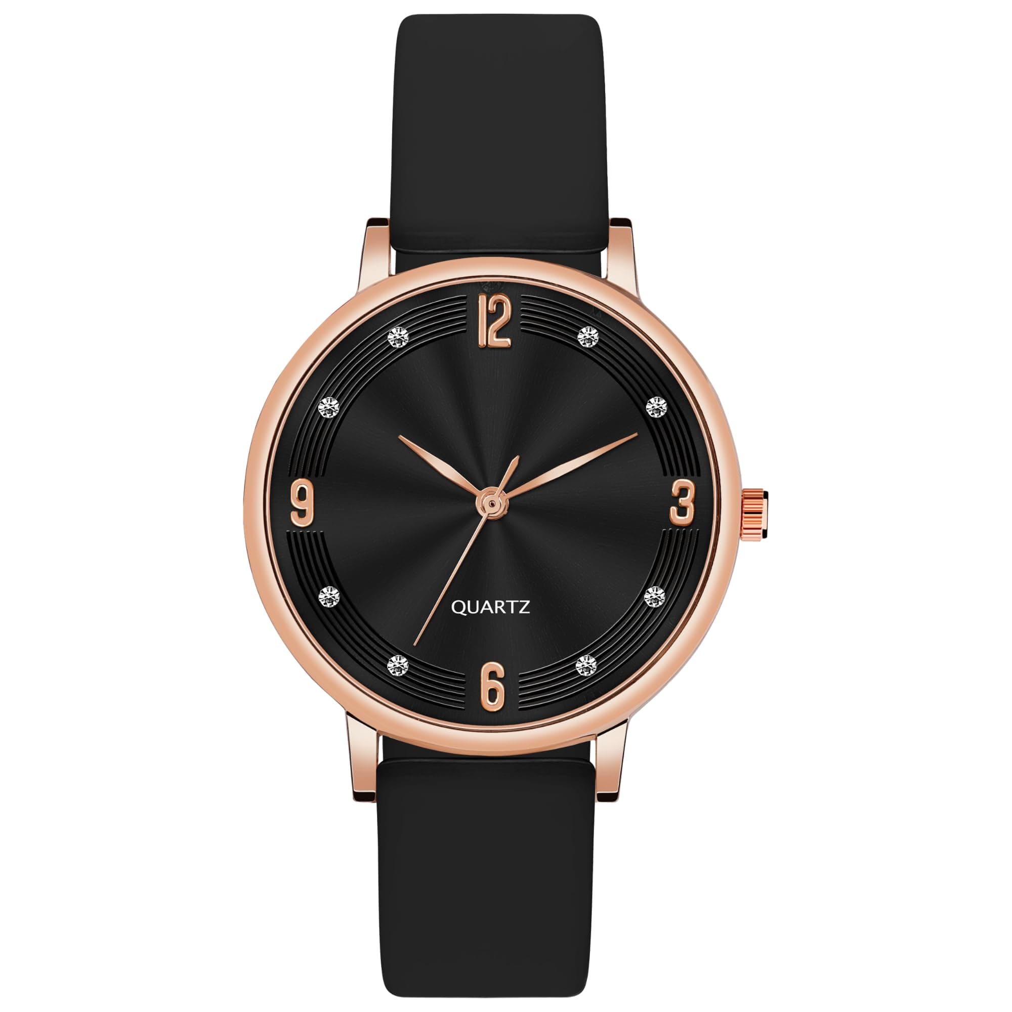 PAPIO® Black Color Silicone Strap Elegant Women's Analog Wrist Watch for Ladies and Girls | Stylish & Trendy | Premium Strap | Perfect for Casual, Party & Formal Wear (OP_136)