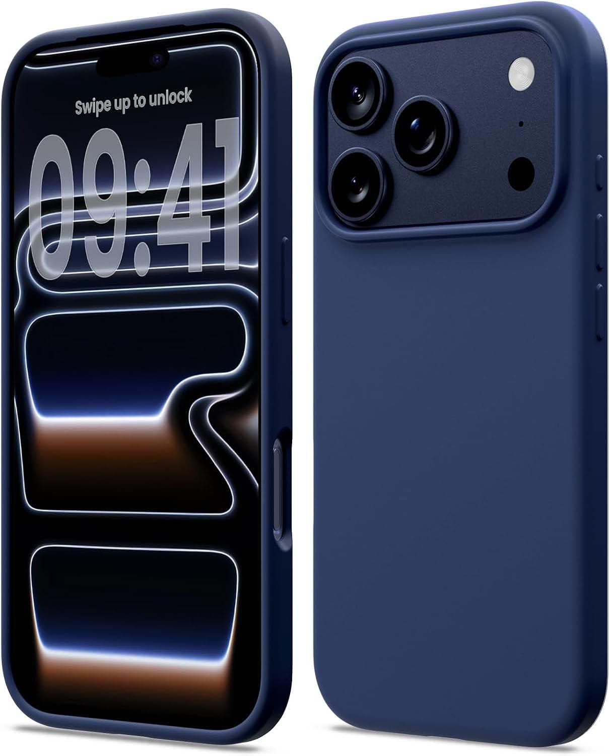 DIZORO Compatible with (iPhone 17 Pro Max Case)(2025), Liquid Silicone 3 Layers Full Covered Soft Gel Rubber Phone Case,Shockproof Protective Cover with Anti-Scratch Microfiber Lining- Blue