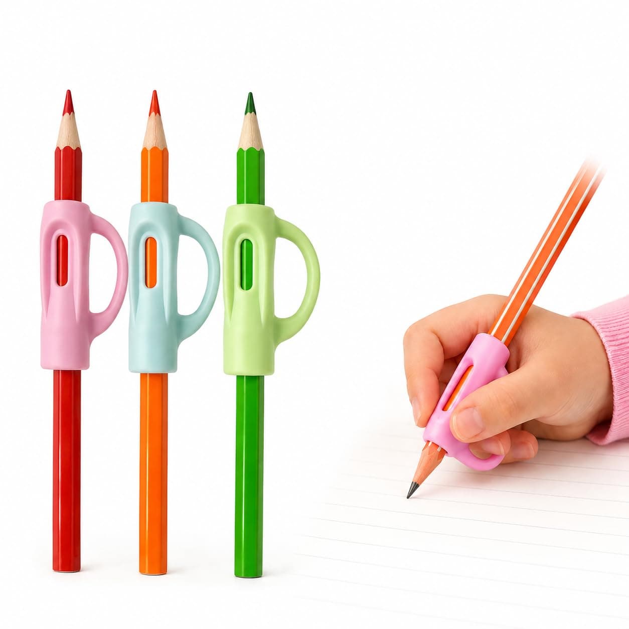 Pencil Gripper | Pencil Holder | Grip For Kids | 3 Year | Pack of 3 |for Toddlers, Preschoolers, Special Needs Children | Handwriting Aid | Posture Correction Tool | School Supplies