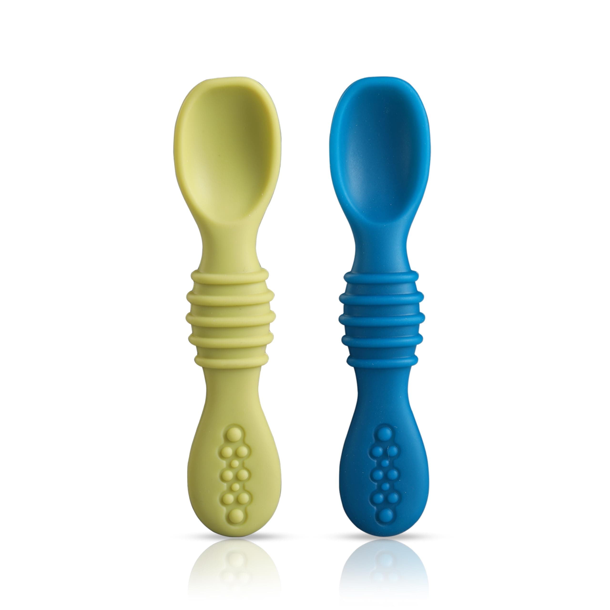 LuvLap Silicon Spoons for Baby Feeding& Baby Led WeaningSet of 2, Feeding & trainingspoons, Gum Friendly, BPA Free