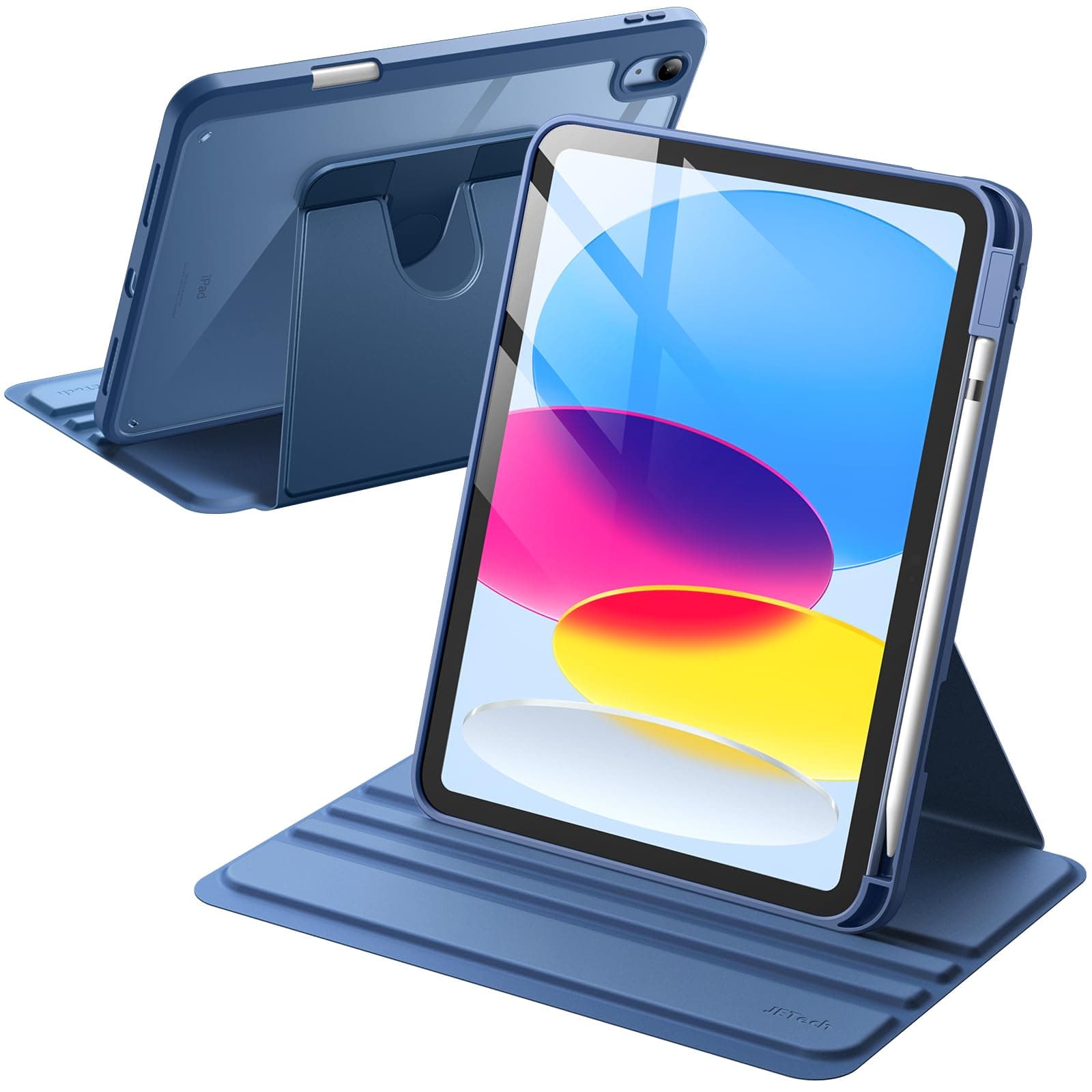 JETech 360° Rotating Case for iPad (A16) 11th/10th Gen, Navy