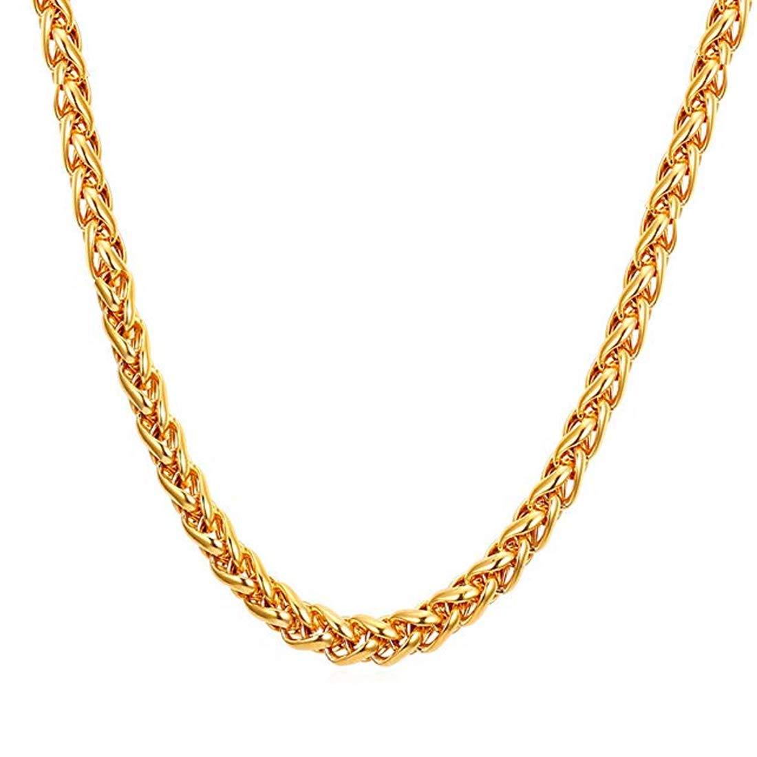 Yellow Chimes Trendy Classic Stainless Steel Spiga/Wheat Chain Interlinked Neck Chain Necklace by Yellow Chimes Gold Plated Chain for Men (Golden) (YCSSCH-215SPGA-GL)