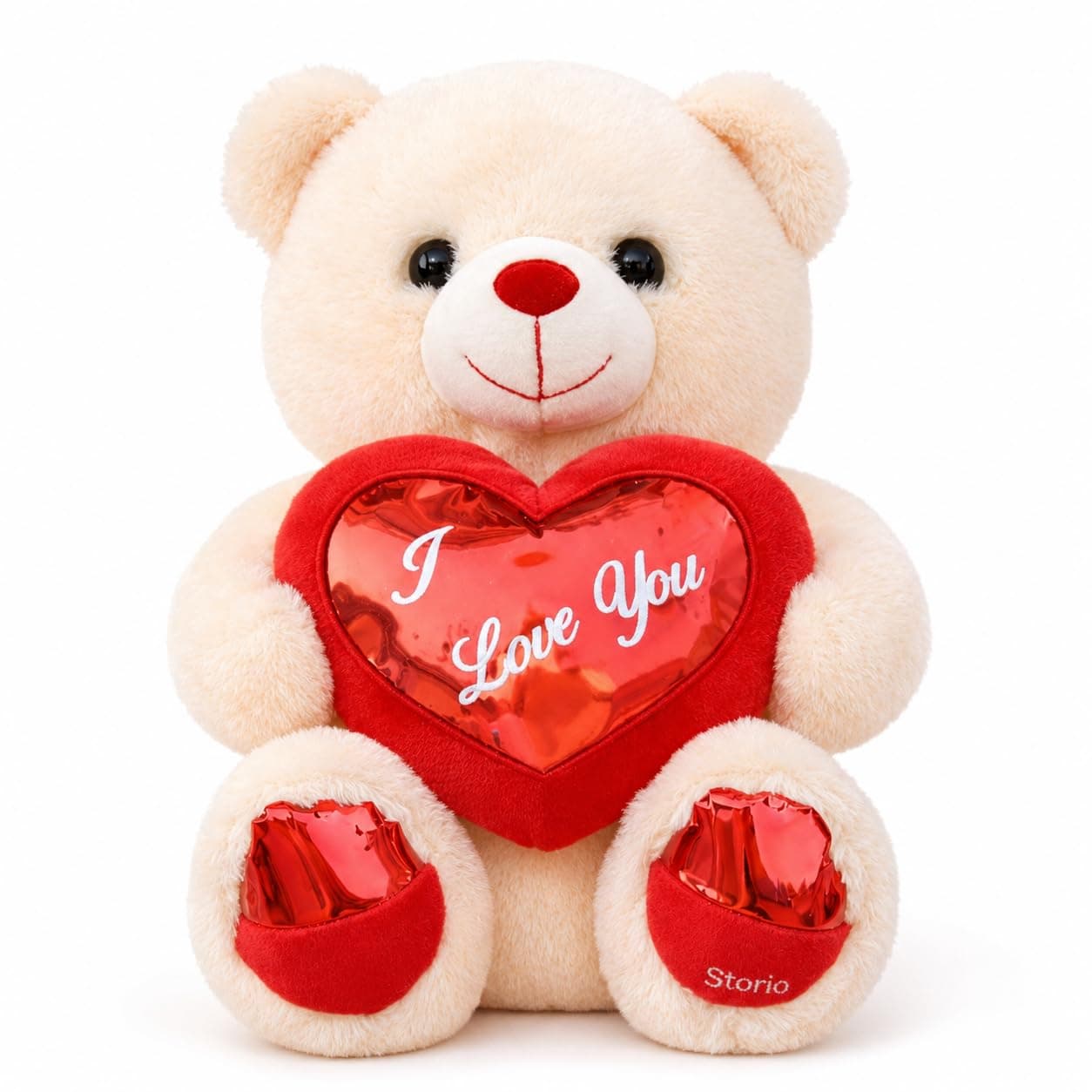 Storio Teddy Bear with Red Heart 25 CM | Cute Soft Plush Stuffed Toy for Girls | Love, Valentine, Anniversary & Birthday Gift | Teddy Bear for Girlfriend, Baby Girl & Kids