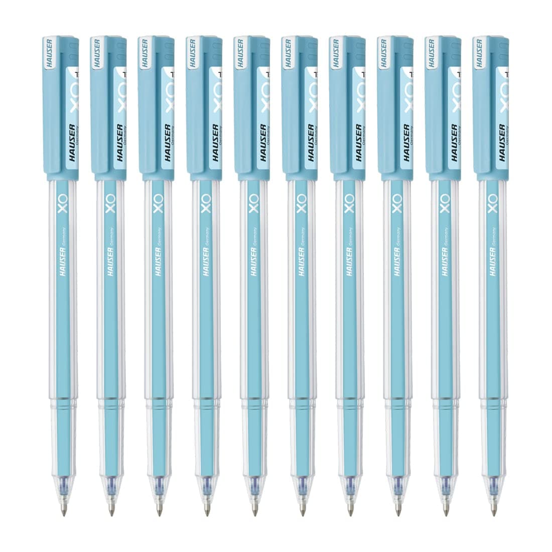 Hauser Germany XO Jumbo Gel Pen Box Pack | Water Proof Ink For Smooth Flow System | Comfortable Grip With Smudge Free Writing | Smooth, Sturdy & Refillable Pen | Blue Ink, Pack of 10 Pens