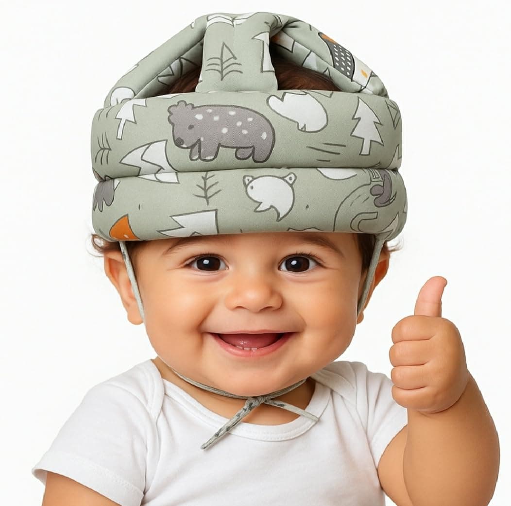 Baby Infant Toddler Helmet No Bump Safety Head Cushion Bumper Bonnet Adjustable Protective Printed Cap Child Safety Headguard for Running Walking Crawling Safety Helmet
