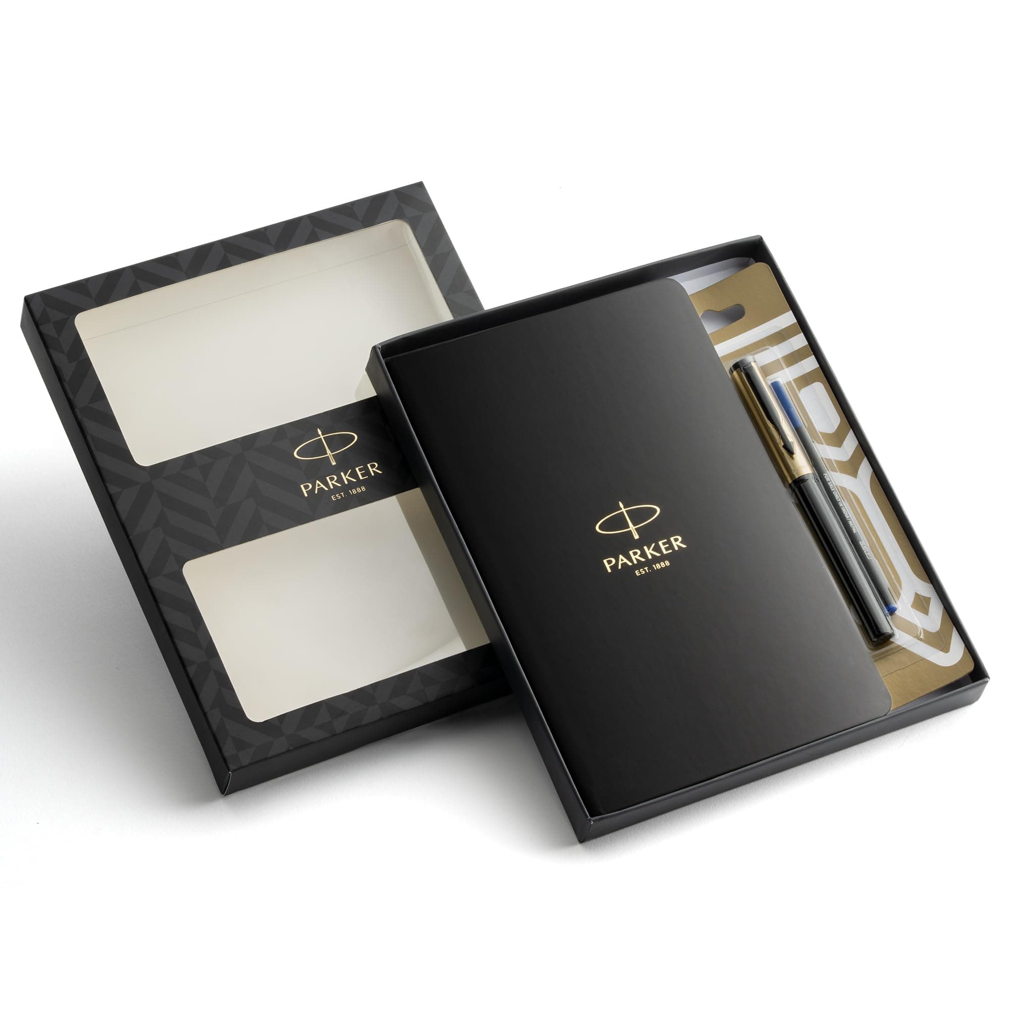 Parker Élan Executive Gift Set | Beta Premium Pen with Gold Finish Cap & A5 Premium Notebook | Blue Ink | 80 GSM Ruled Pages | Luxury Corporate Gift Set
