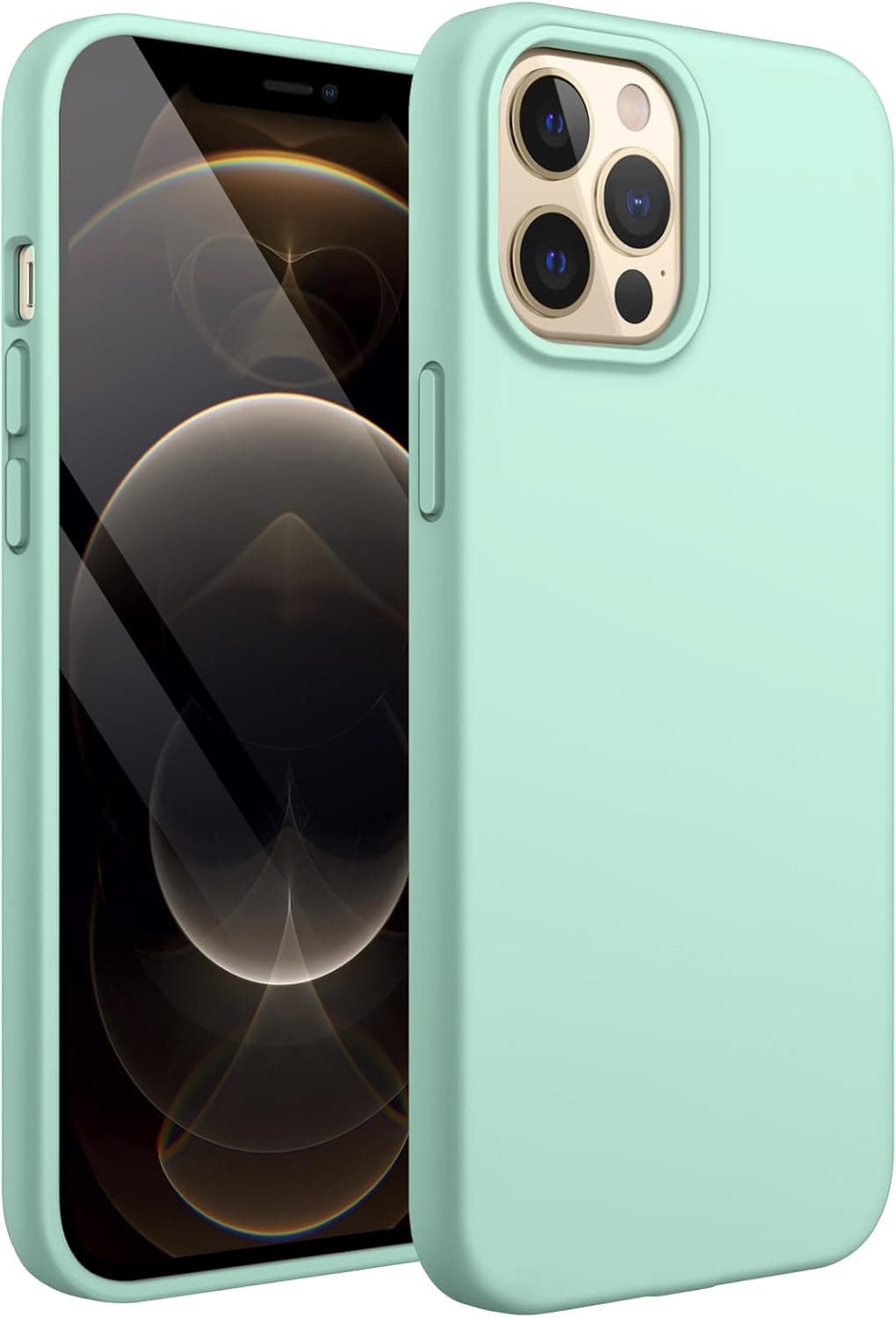 DIZORO® Microfiber Candy Case Compatible for iPhone 12 Pro Max 6.7 inch, Shockproof Slim Back Cover Liquid Silicone Case - Mint Green