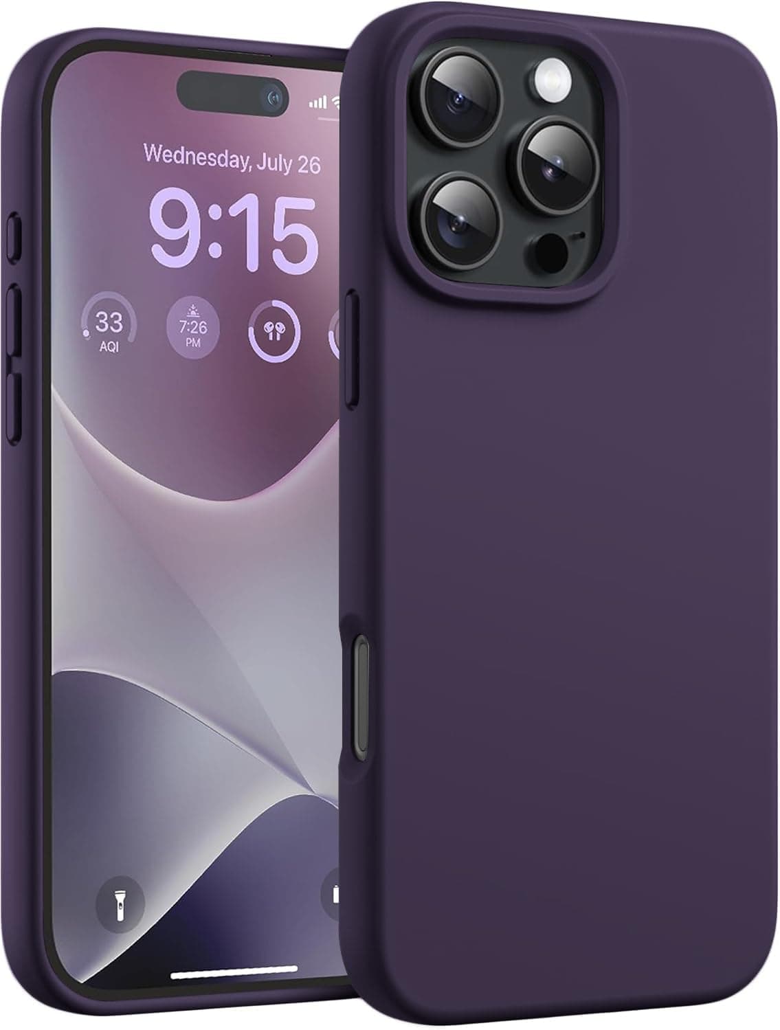 DIZORO Compatible for iPhone 16 Pro Max Case 6.9, Slim Liquid Silicone Case 3 Layers Full Covered Soft Gel Rubber Phone Case Protective Cover 6.9 Inch (Deep Purple)