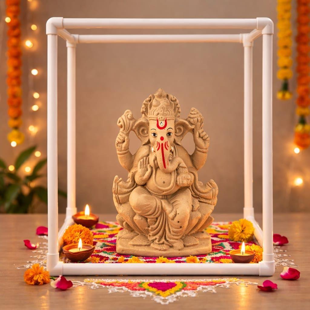 Multipurpose Decoration Frame for Pooja & Home Decor | Ganesh Chaturthi, Diwali, Janmashtami, Durga Puja, Navratri Mandap | DIY Backdrop for Puja Pandal, Photoshoot, B'day & Event(40x40x40cm)