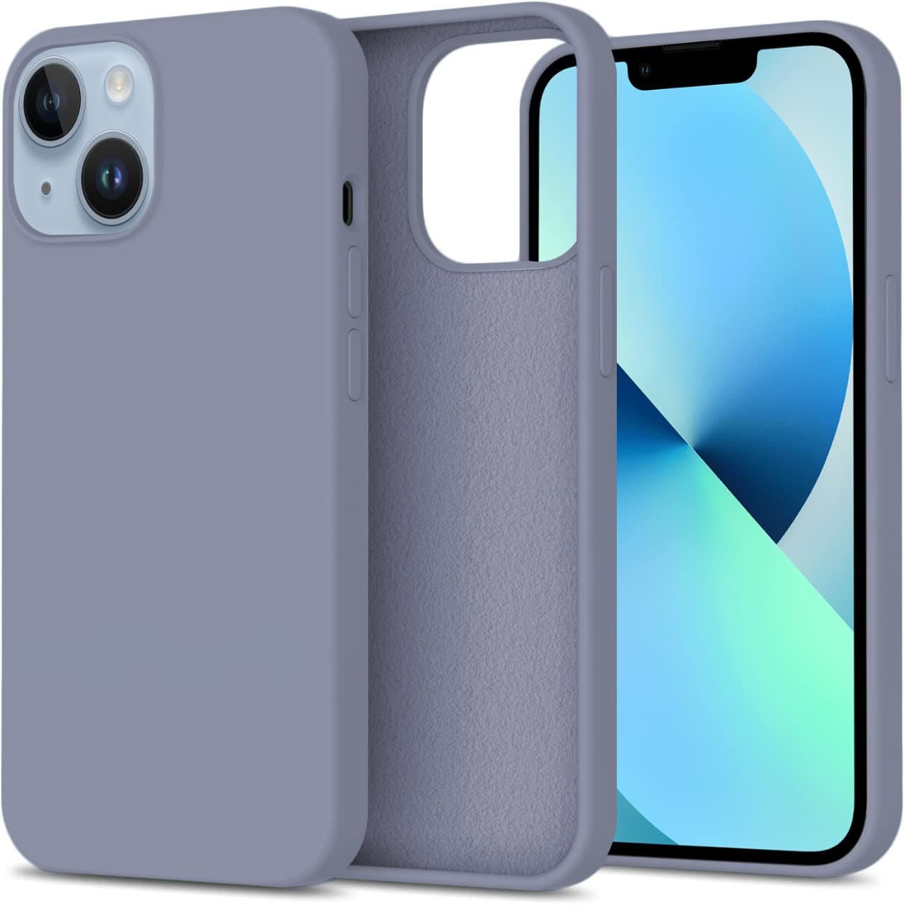DIZORO® Microfiber Candy Case Compatible for iPhone 14 Plus, Shockproof Slim Back Cover Liquid Silicone Case (Lavender Grey)
