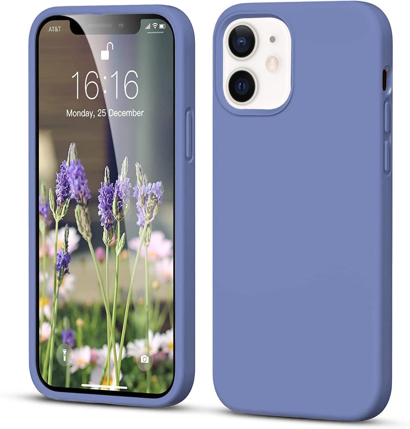 DIZORO® Silicone Back Case for iPhone 12/12 Pro, Soft-Touch Phone Microfiber Silicone Back Cover for iPhone 12/12 Pro -Lavender