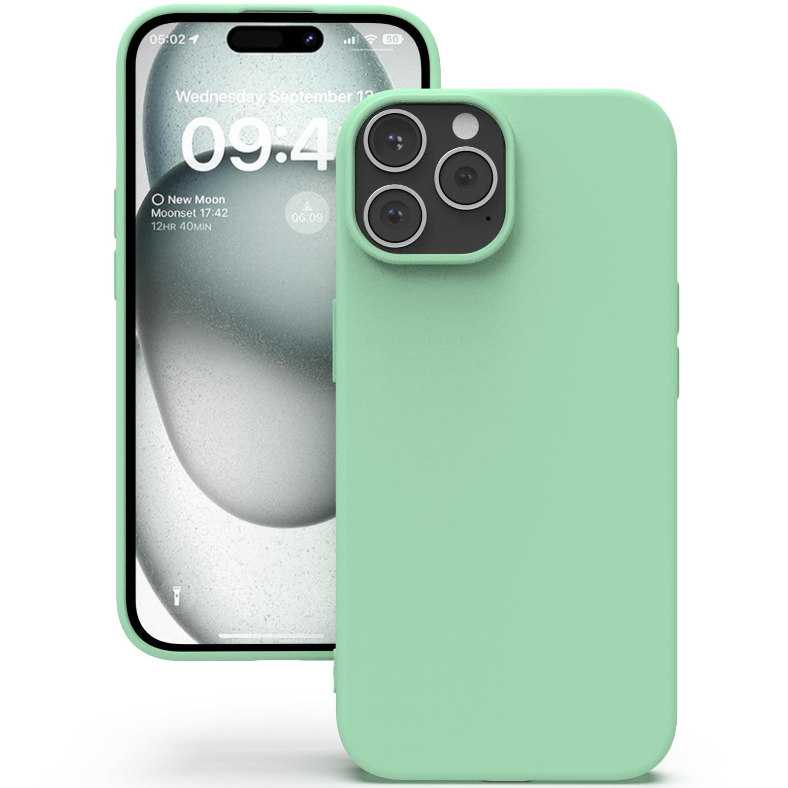 YATWIN Silicone Back Case for iPhone 15 Pro, Soft-Touch Phone Back Cover for Apple iPhone 15 Pro - Link Cyan