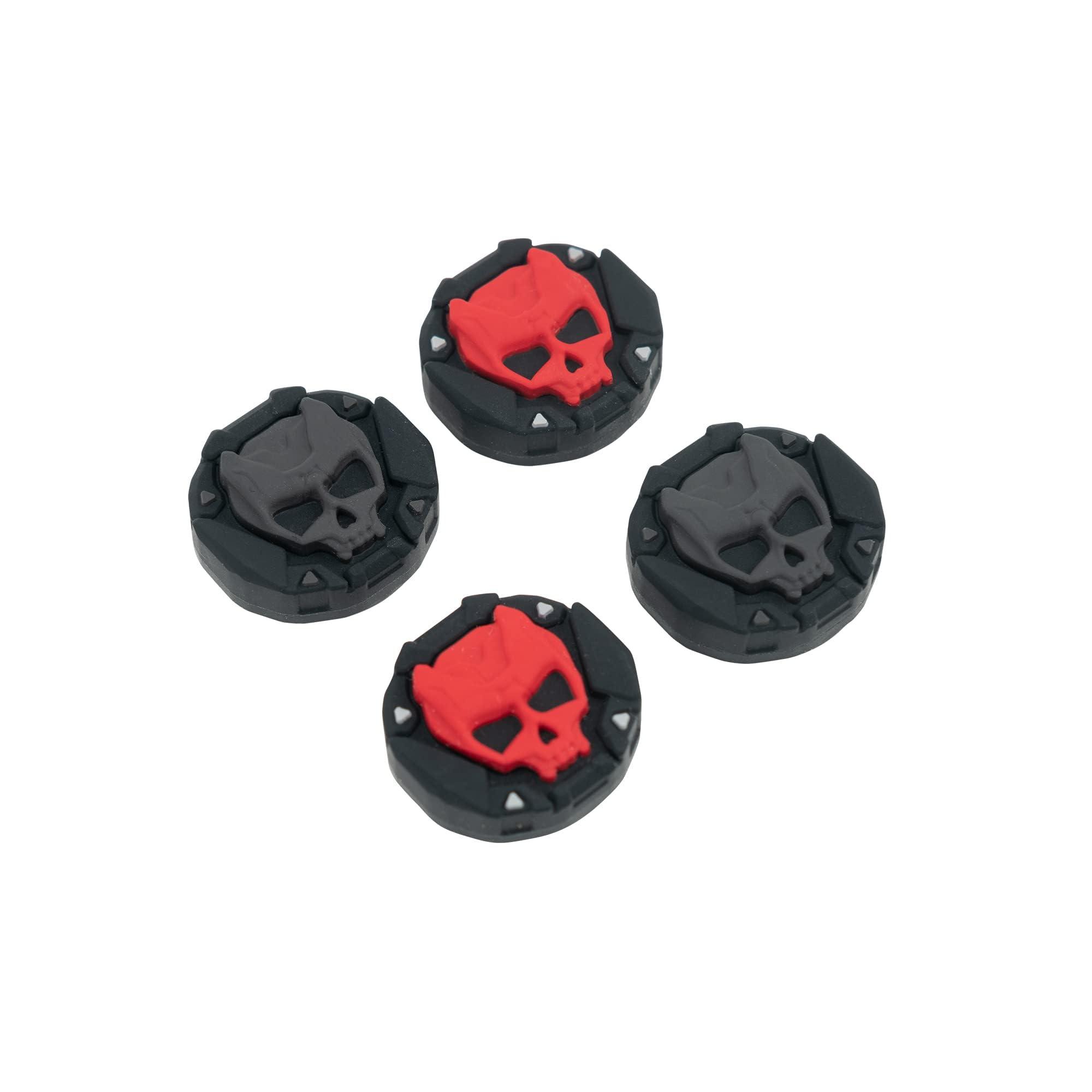 GeekShare Halloween Skull Thumb Grip Caps for PS5, Thumbsticks Cover Set Compatible With Switch Pro and PS4 Controllers, 2 Pairs / 4 Pcs (Black & Red)