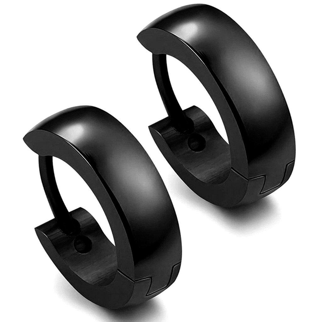 Peora Combo of Black Gold & Silver Plated Hoop Earrings Gifts For Men