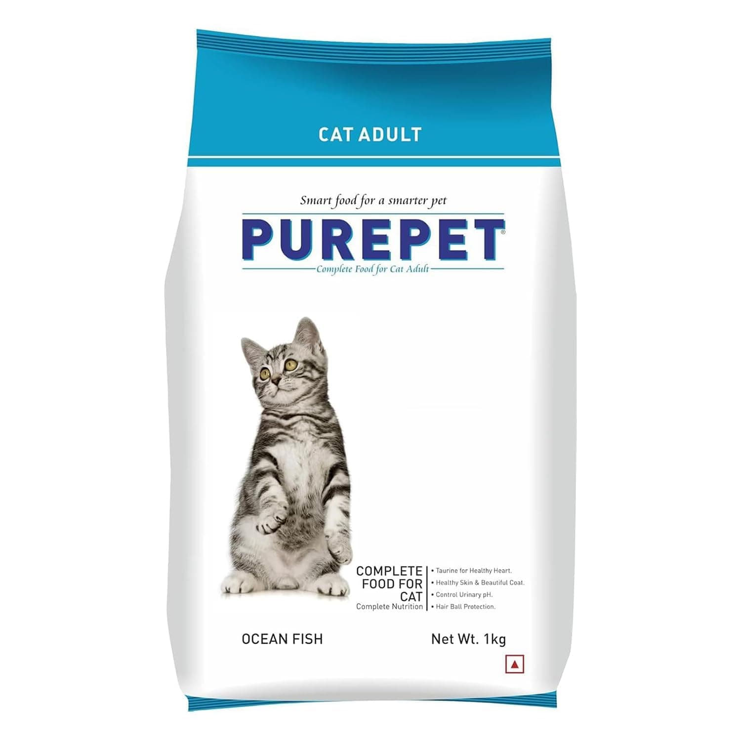 Purepet Adult Dry Cat Food 1kg | Ocean Fish Flavour | Hairball Protection | Heart Care with Taurine | Skin & Coat Health