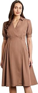 Symbol Premium Women's Fit & Flare Wrap Dress (Midi Length | Stylish | Desk-to-Dinner) (Available in Plus Sizes)