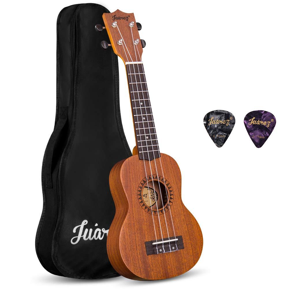 Juarez JRZ21UK 21" Soprano Ukulele Kit, AQUILA Strings, Sapele Body, Rosewood Fingerboard, Matte Finish, with Bag and Picks, Natural