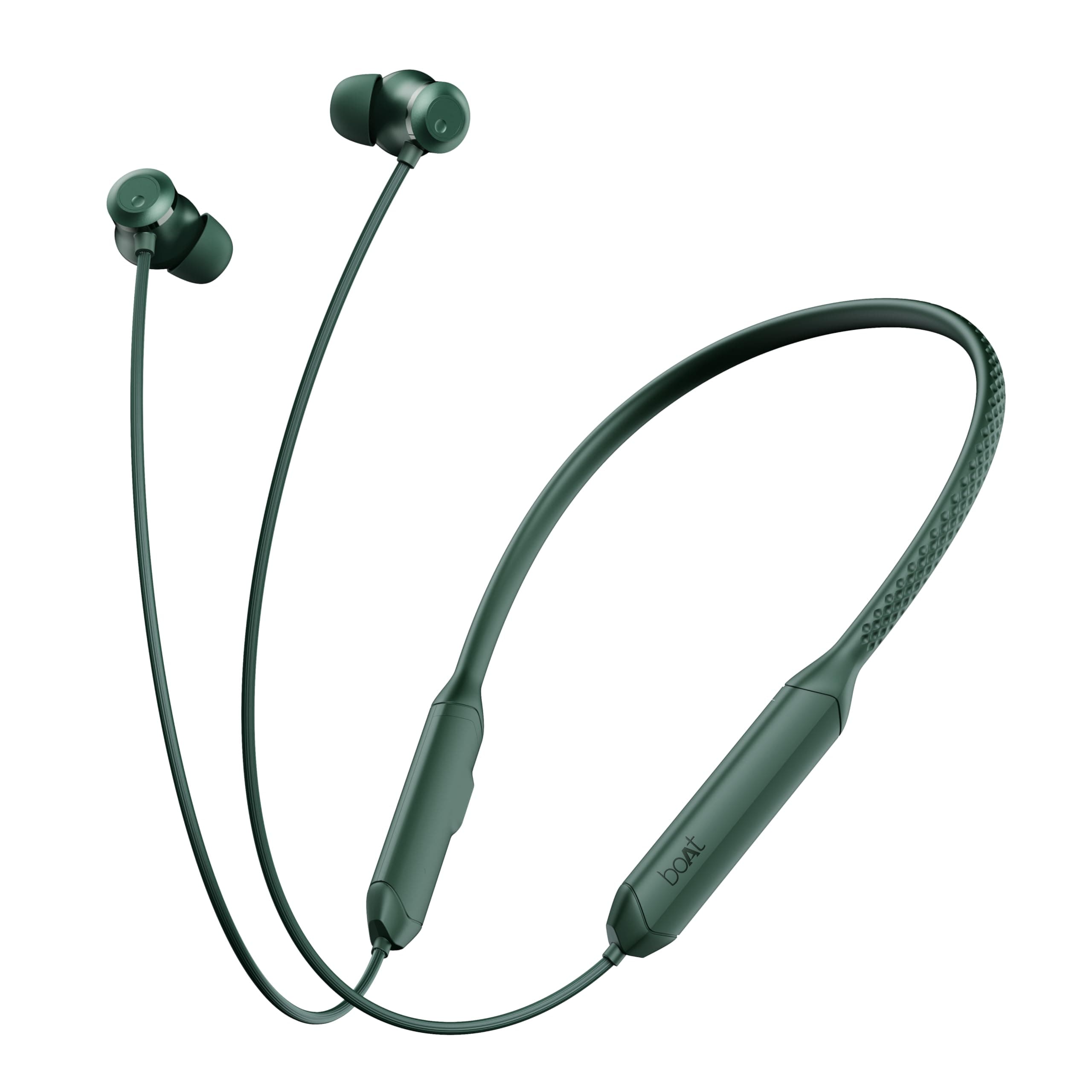 boAt Rockerz 255 Z Plus, AI-Enx Tech,Spatial Audio,50HRS Battery,Low Latency Mode,Fast Charge,Stream Ad Free Music via App Support, Bluetooth Neckband,Wireless with Mic in Ear Earphones (Pine Green)