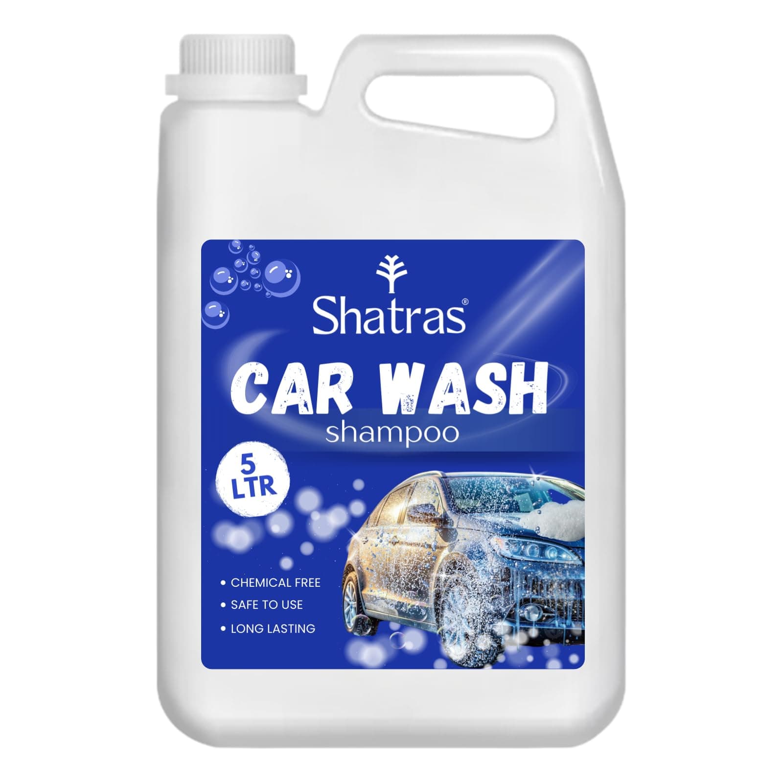 Shatras Car Wash Shampoo – High-Foaming Car Cleaning Liquid | pH-Neutral Formula | Scratch-Free Wash | Deep Cleaning & Extra Shine | Suitable for All Vehicles – 5 L (Blue)