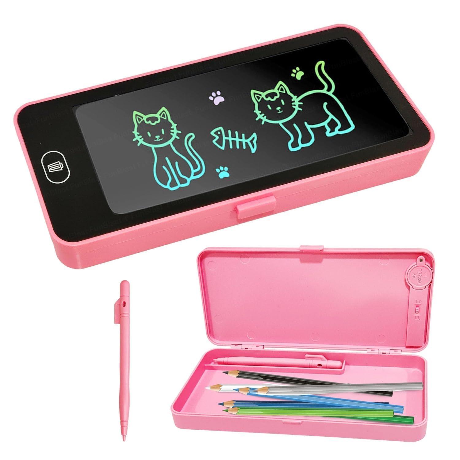 Gadget Deals-2 in 1- Pencil case for Girls | Pencil case for Kids | Writing Tablet |LCD Display- pencilcase Pouch | Pencil Box for Kids Girls | LCD Drawing Pencil Box |pad-for Schools(Color May Vary)