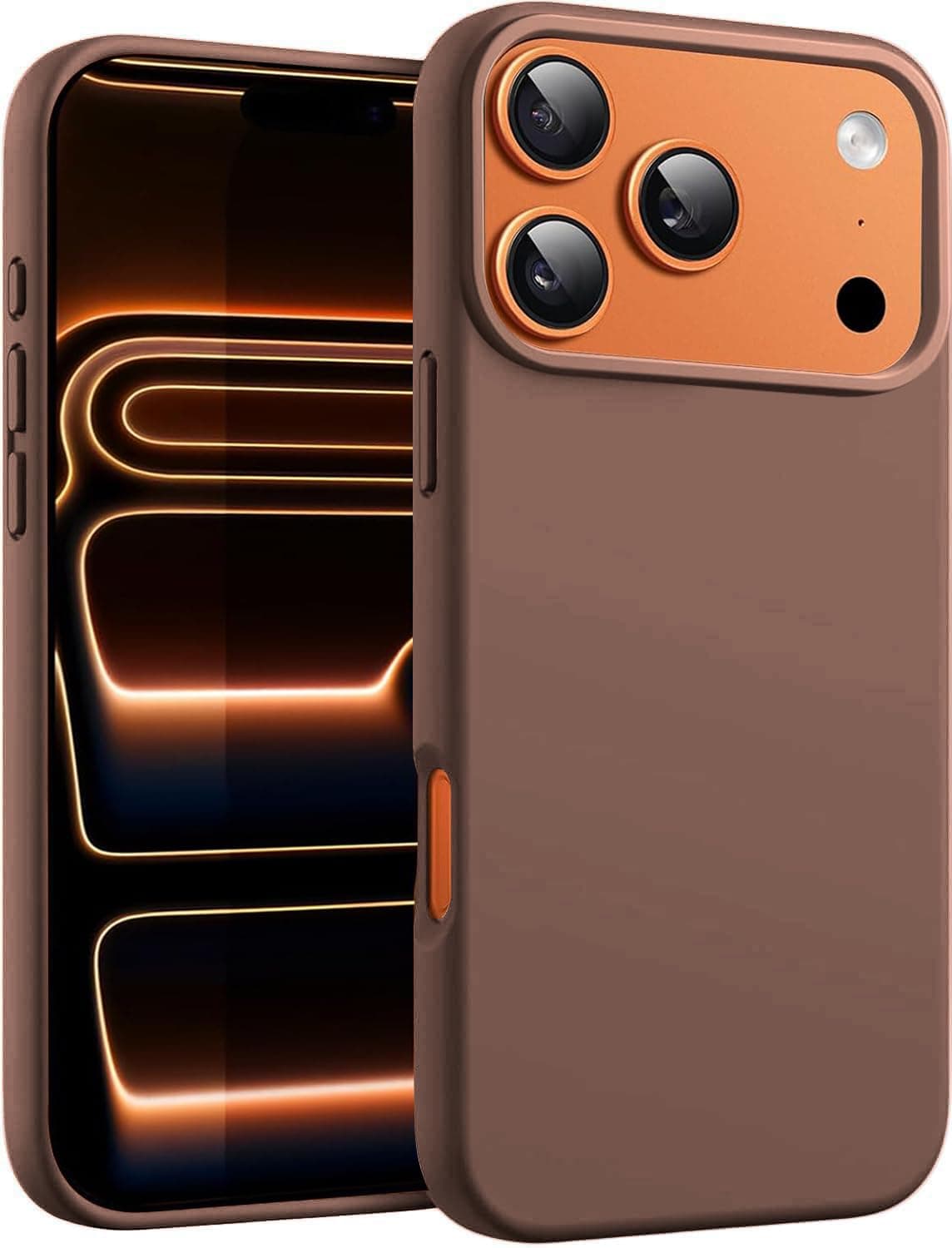 DIZORO Compatible with (iPhone 17 Pro Max Case)(2025), Liquid Silicone 3 Layers Full Covered Soft Gel Rubber Case,Shockproof Protective Cover with Anti-Scratch Microfiber Lining-Brown