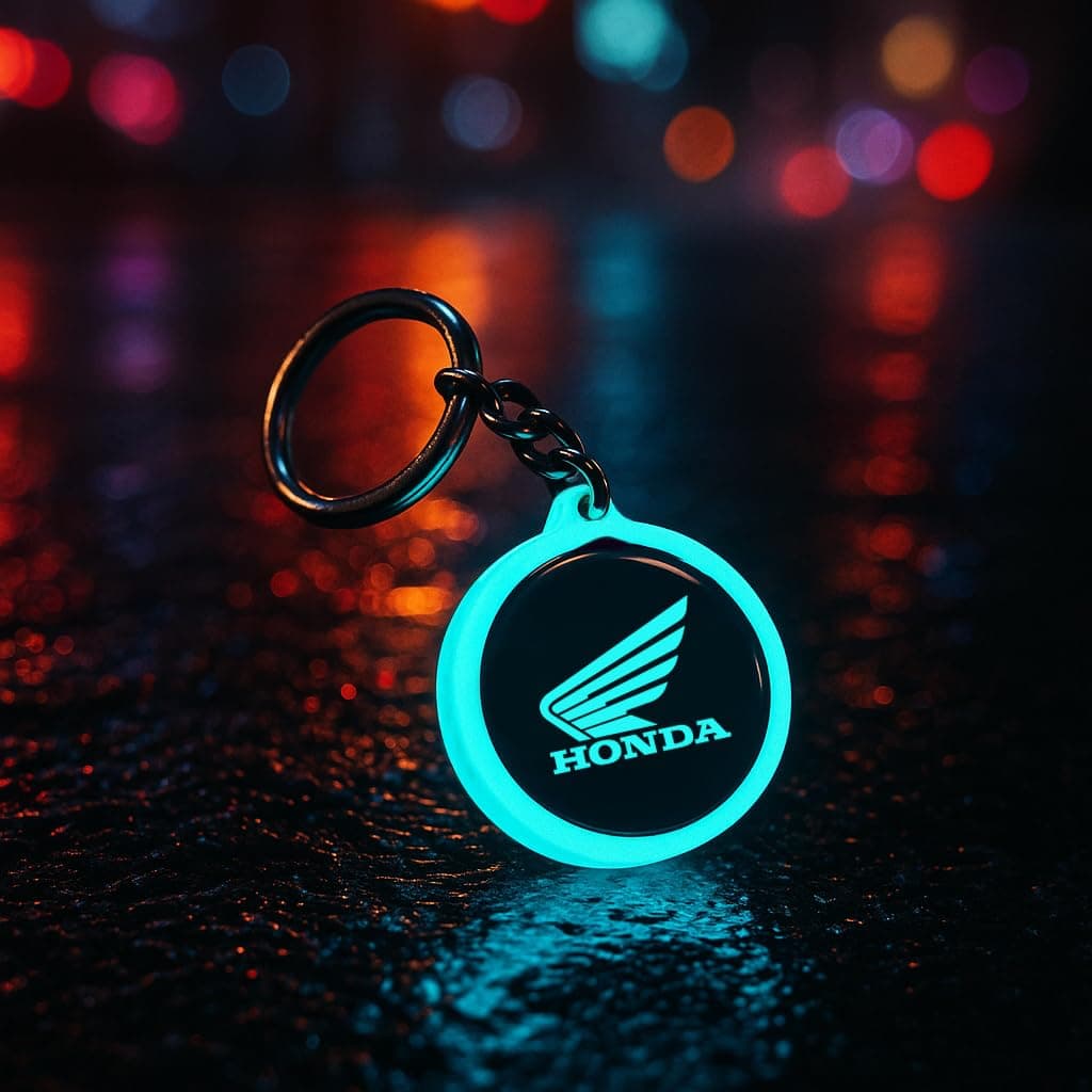 Mi Glow Store Glow in Dark Keychain for Bike Men | Gift for Man | Bike Accessories | Charges in Light Glows in Dark | Key chain for Bike | Compatible with Honda Bike (Blue)