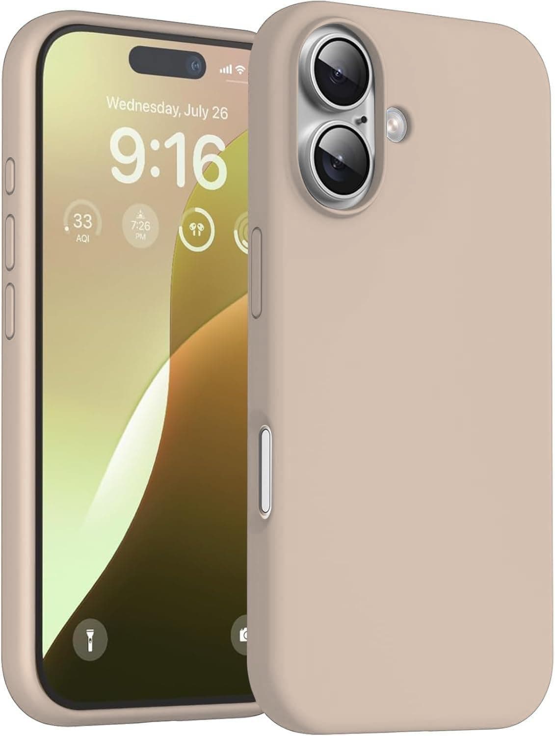 DIZORO Compatible for iPhone 16 Plus Case 6.7, Slim Liquid Silicone 3 Layers Full Covered Soft Gel Rubber Phone Case Protective Cover 6.7 Inch - Desert