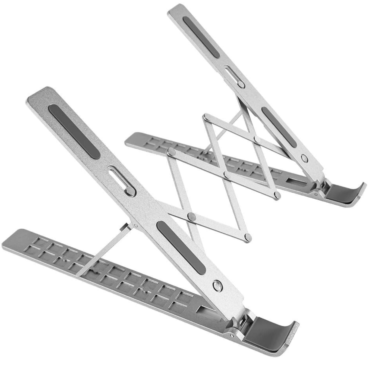 Dyazo 10 Angle Aluminum Laptop Stand Portable & Fully Foldable Raiser Compatible for Lenovo, Dell, MacBook & All Other Notebooks 10 "-15 .6 Inch (Silver)