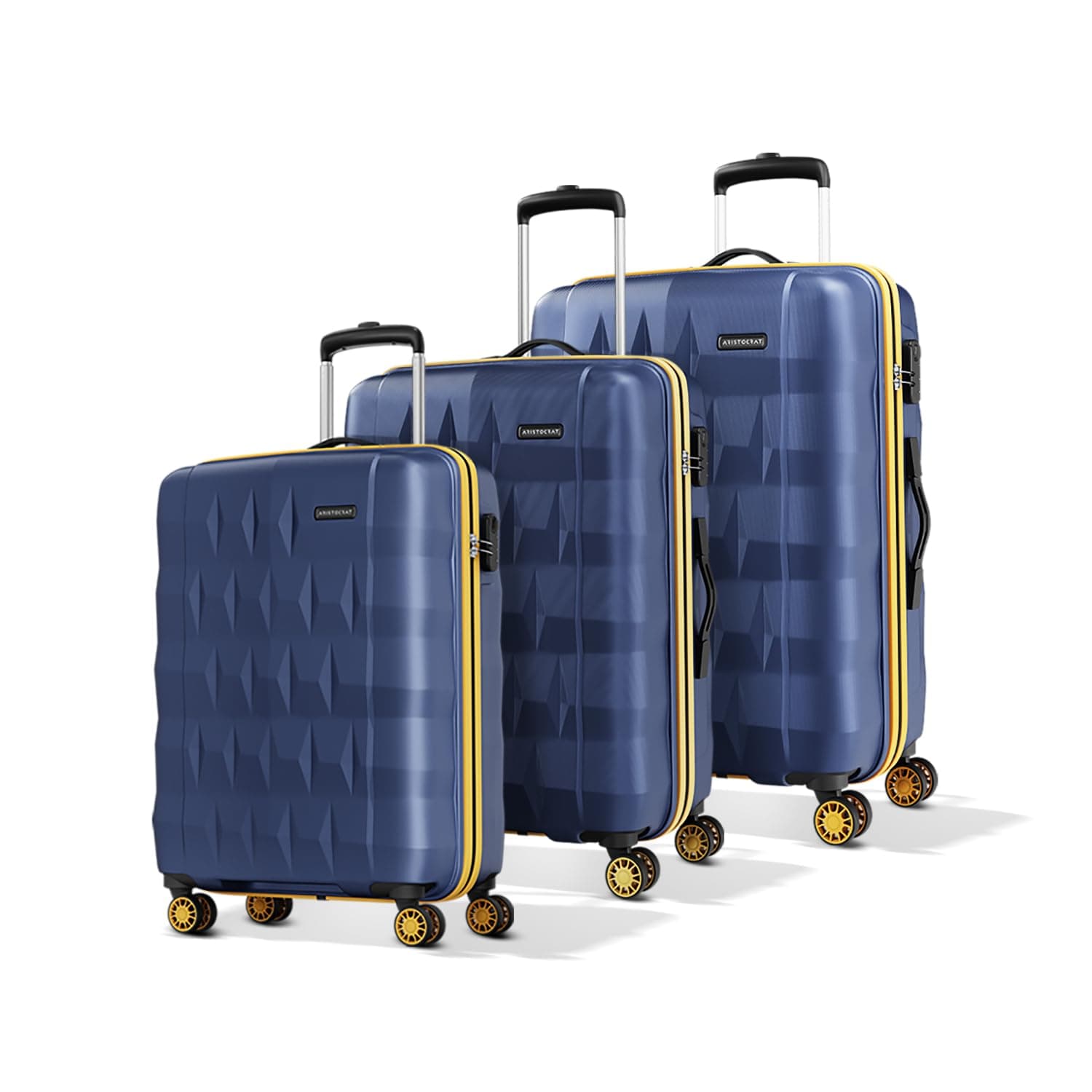 Aristocrat Comet Set of 3 (Cabin+Medium+Large) Hard Case Trolley Bags, Blue