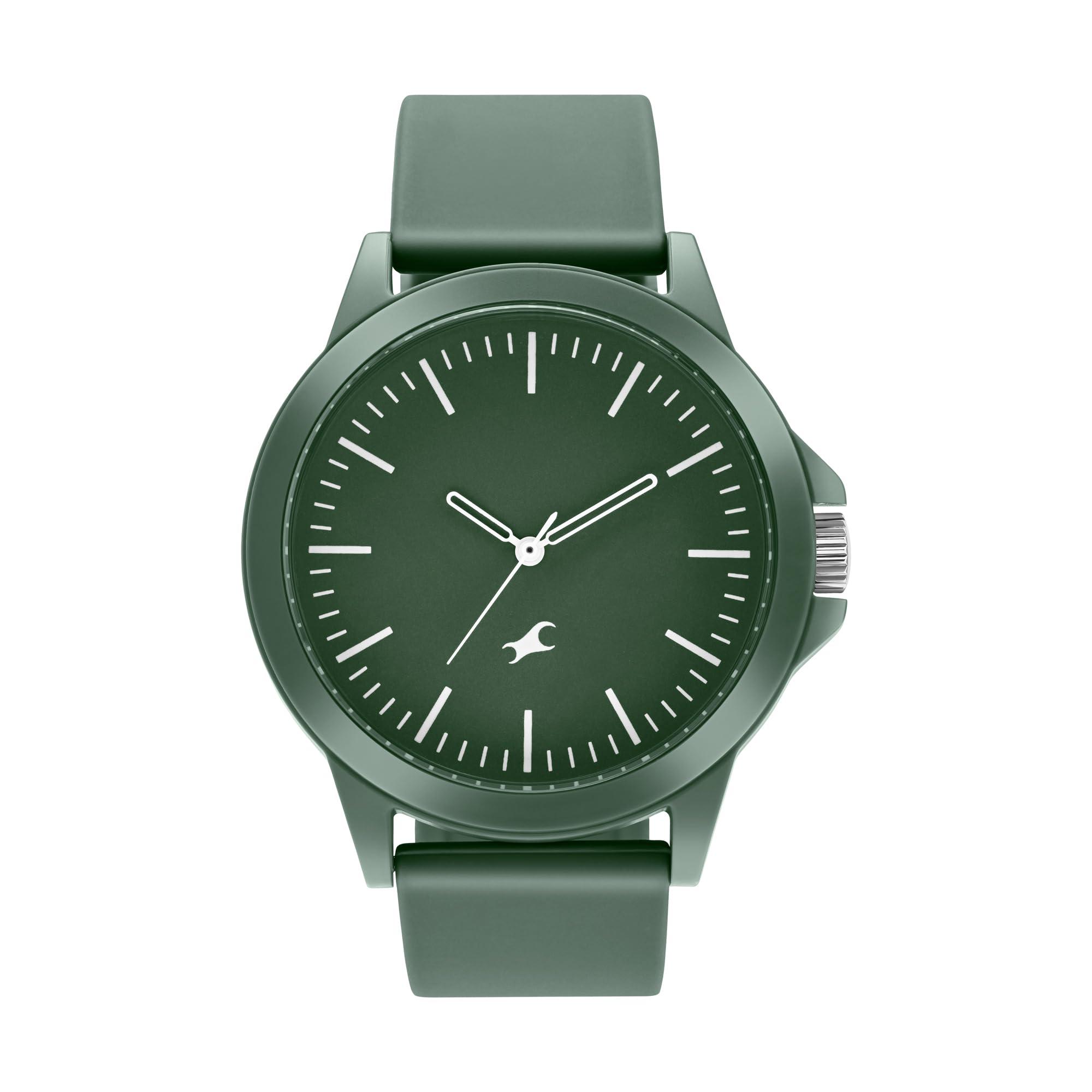 Fastrack Green Dial Analog Unisex-Adult Watch/NT38024PP70W, Band: Green