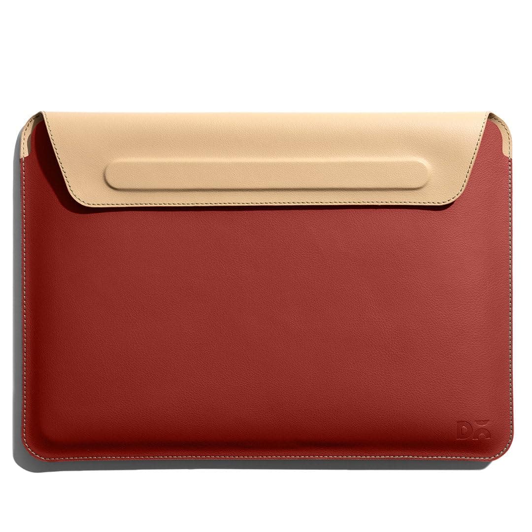 DailyObjects Snap On Envelope Sleeve for MacBook Air/Pro 13 Inch | Solid Terracotta Red Lightweight Faux Leather for Laptops | Flip Top Magnetic Closure | Sleek Design Durable & Water Resistant