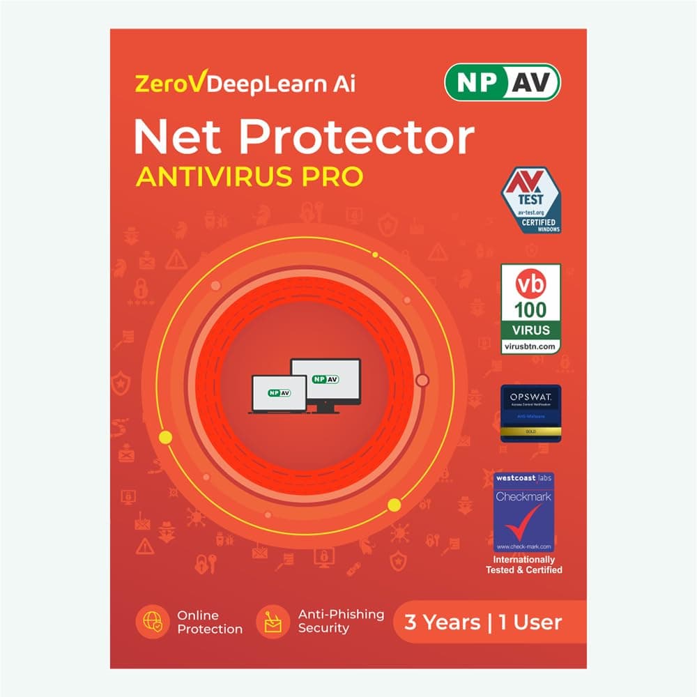 Net Protector Antivirus Pro 2026 | Windows PC/Laptop | 3 Year - 1 PC with ZeroVDeepLearn Ai (Email Delivery in 1 Hour - No CD)