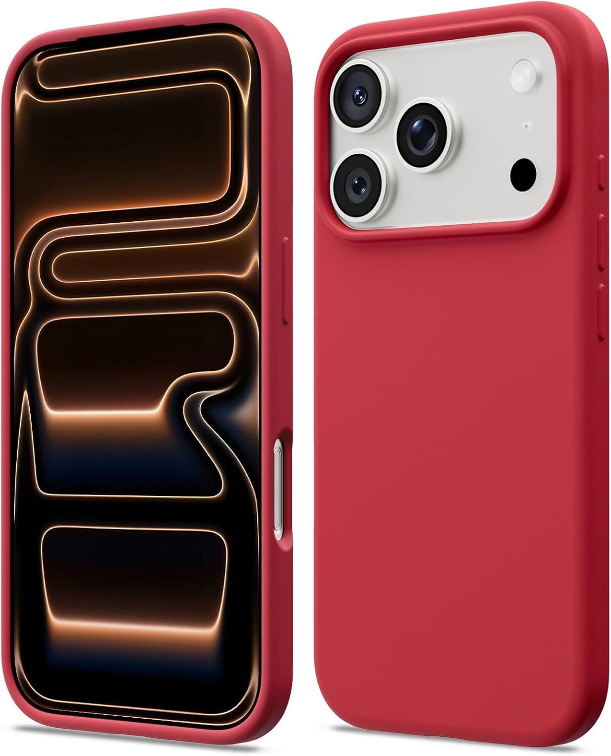 DIZORO Compatible with iPhone 17 Pro Case (2025), Liquid Silicone 3 Layers Full Covered Soft Gel Rubber Shockproof Protective Cover with Anti-Scratch Microfiber Lining - Red