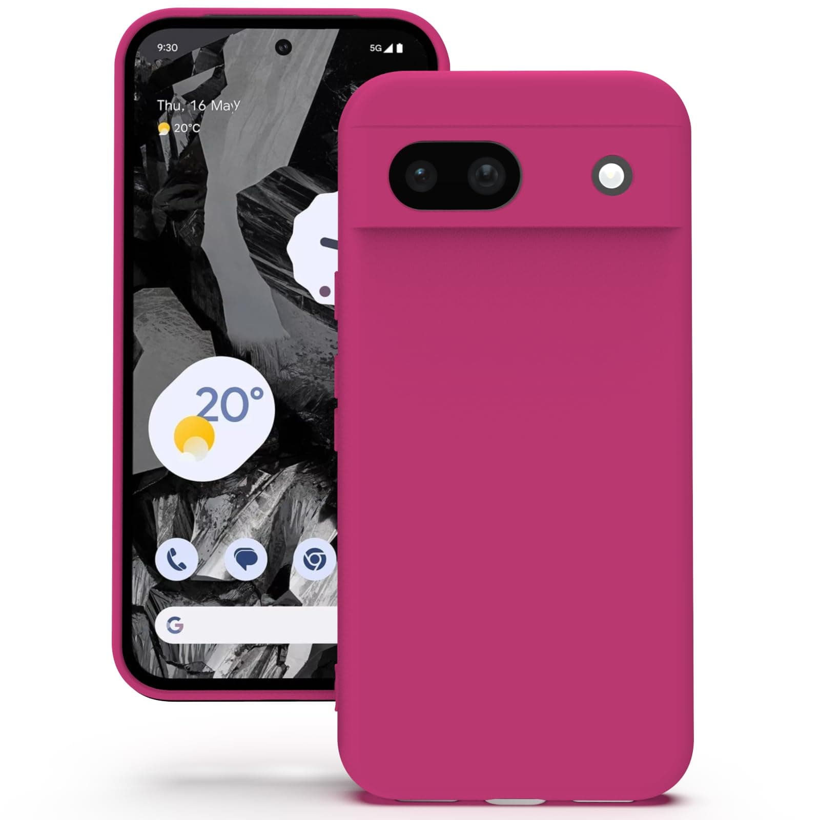YATWIN Silicone Back Case for Google Pixel 8A, Soft-Touch Phone Back Cover for Google Pixel 8A - Magenta