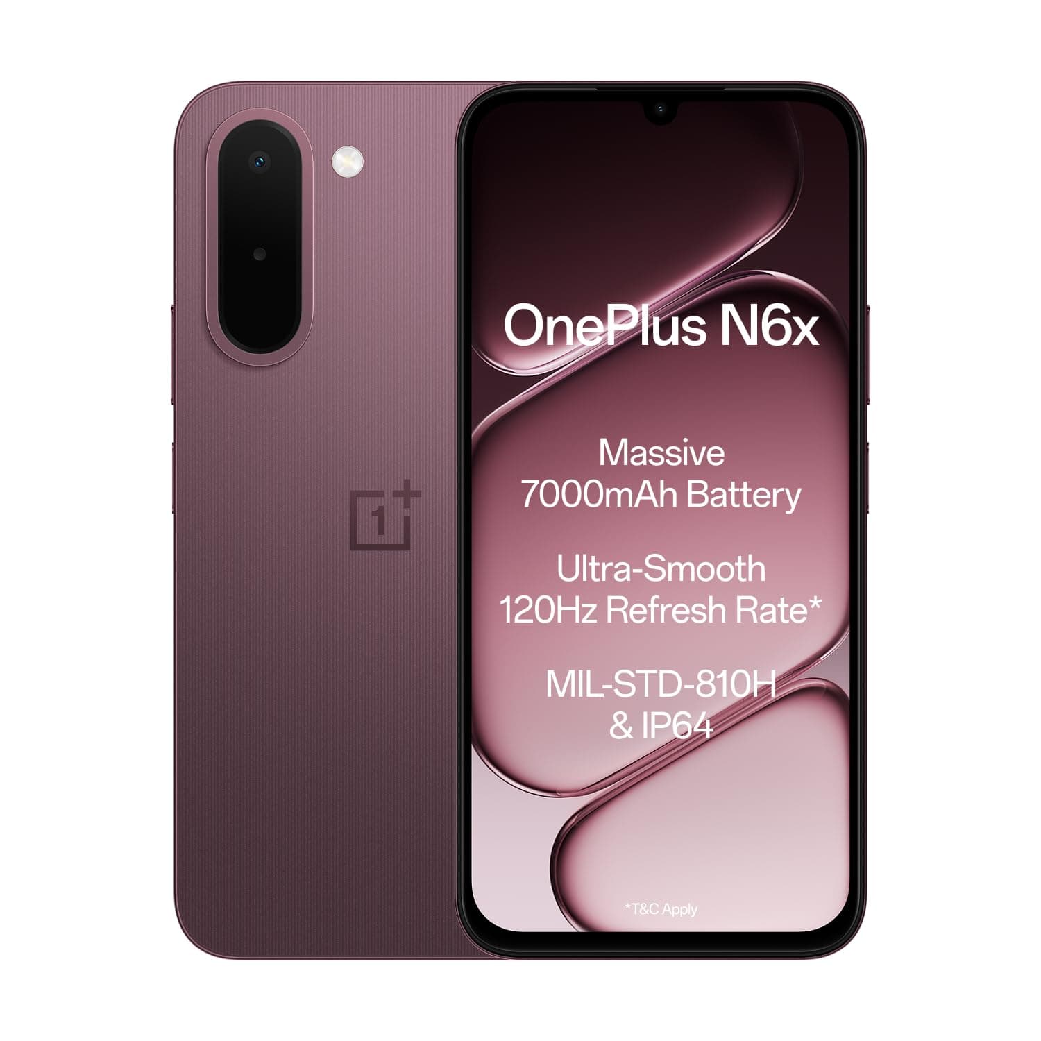 OnePlus N6x | 4GB+128GB | Burgundy Red | 7000mAh Battery | Power for Days | 48-Months Smoothness | Smooth 120Hz Display | Largest 5300mm2 Cooling System | Military-Grade Durability