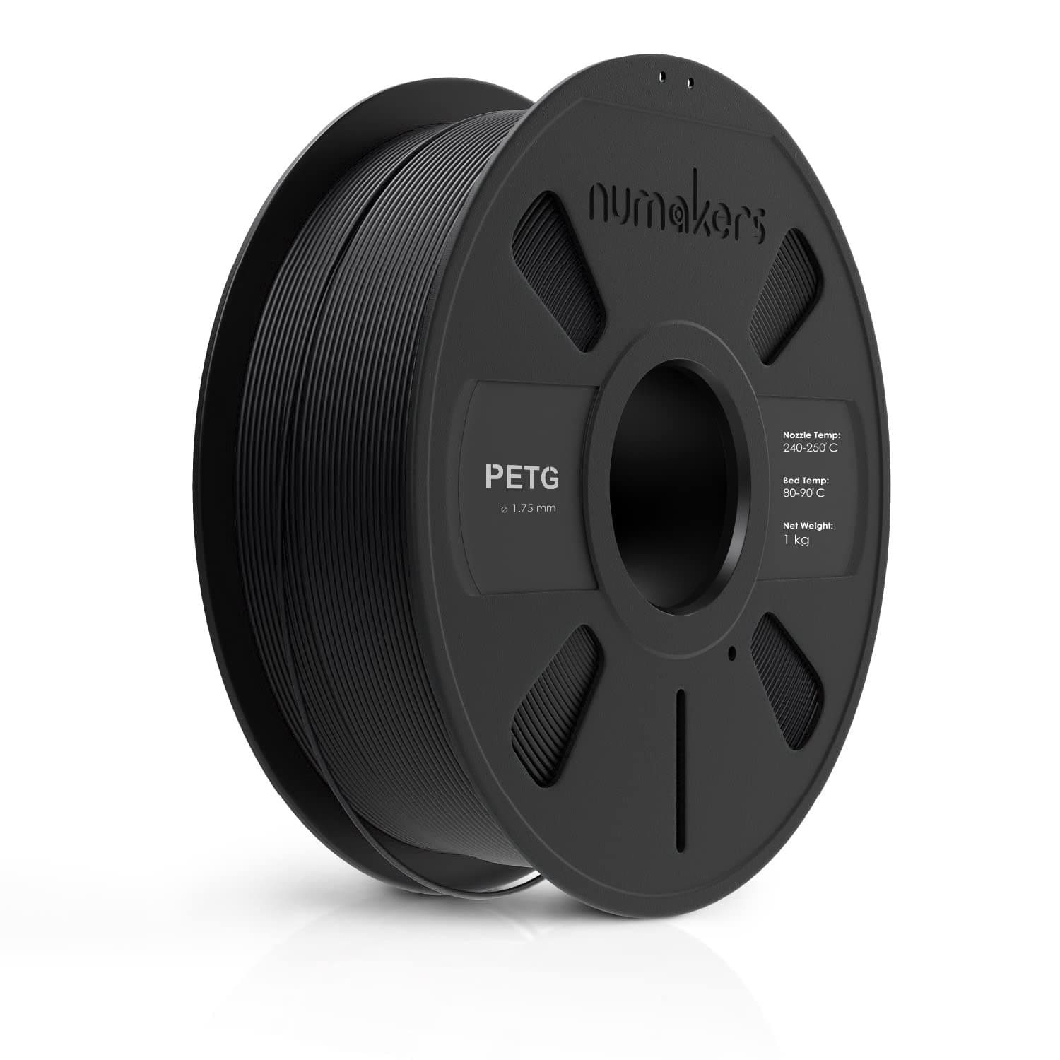 NUMAKERS PETG 3D Printer Filament, 1.75mm, Dimensional Accuracy +/- 0.05 mm, 1 kg Spool (2.2 lbs), Compatible with Most FDM Printers (Pitch Black)