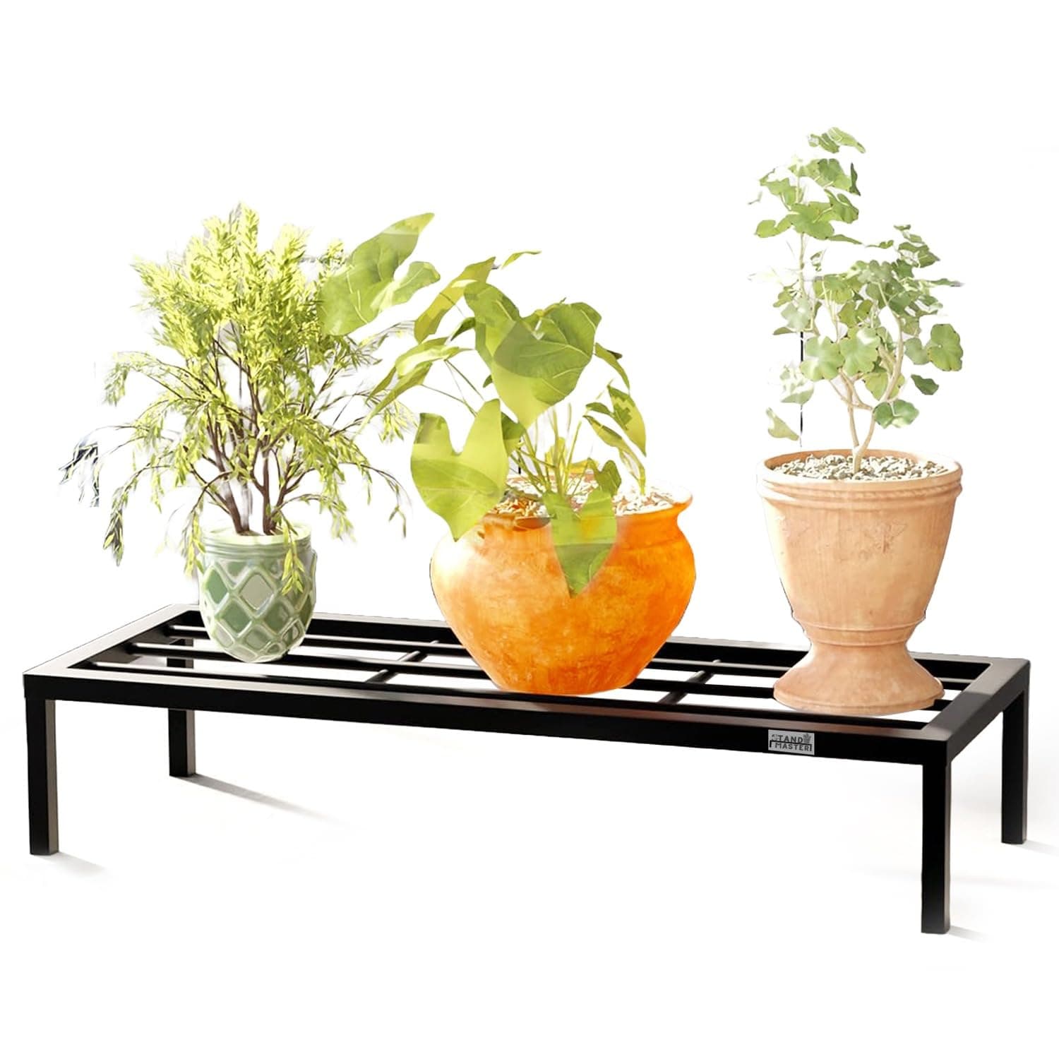 Stand Master Plant Stand For Balcony & Living Room | Anti-Rust Pot Stand For Outdoor & Indoor Planters | Gamla | Flowerpot | Garden Stand | Plant Stands For Balcony Decoration | (Black-24 Inch, Set of 1)
